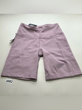 DKNY Lavender Biker Shorts XS Knit Polyester Spandex Pockets 7" Inseam